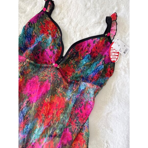 Parade Multi-Colored Mesh Flutter Strap Bodysuit size 3XL - Picture 3 of 7